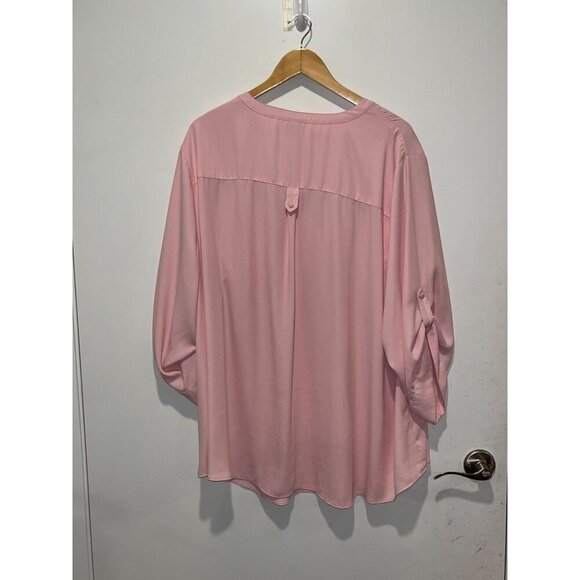 Torrid Harper Pink Tab Sleeves V-Neck Women's Blouse Size 5x - Picture 3 of 9